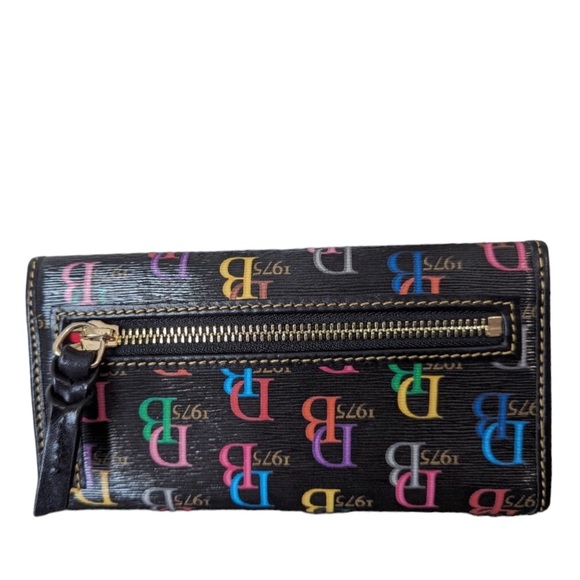 Dooney and Bourke Signature Monogram 2pc Rainbow Large Brenna Satchel - Picture 10 of 13